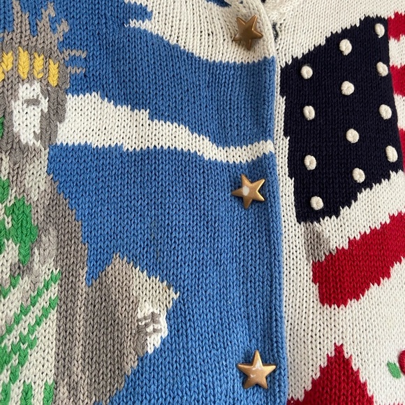 NYC Patriotic Knit Cardigan 4th of July Vintage Knit - Picture 6 of 9